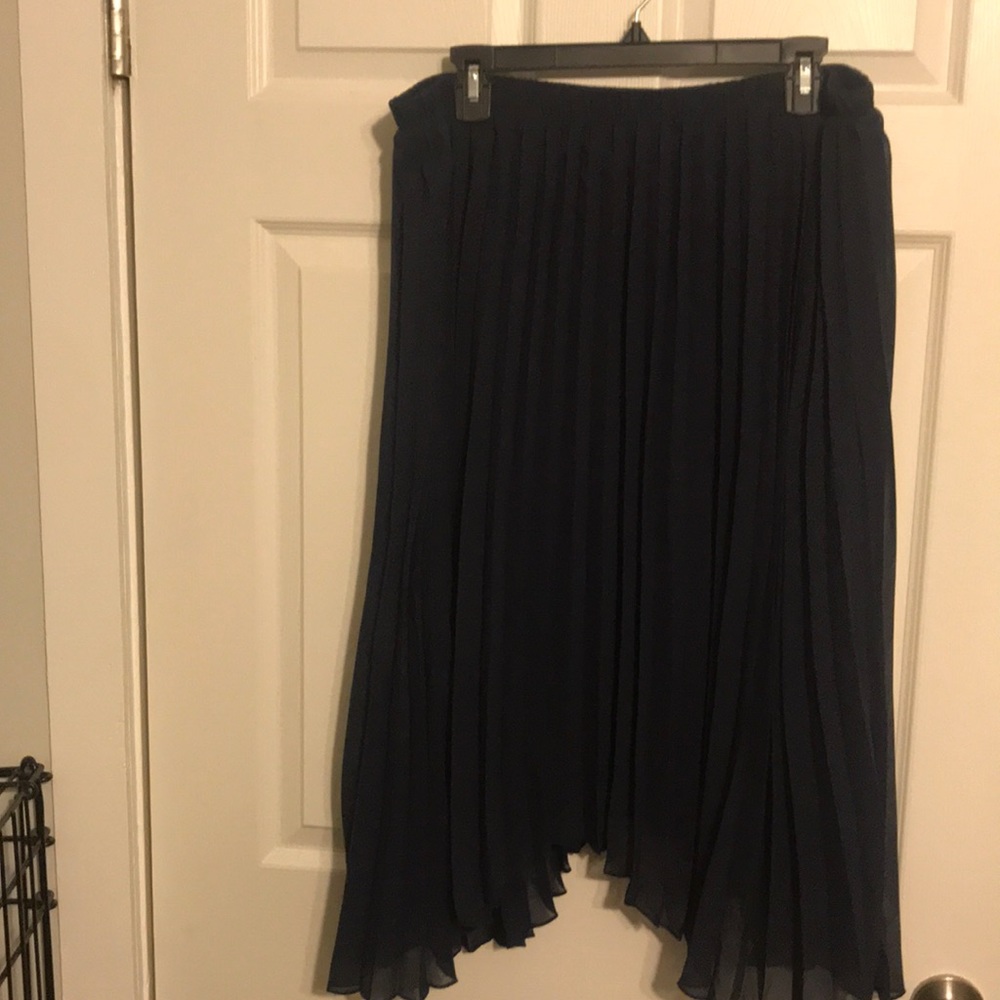 Navy Gauze Skirt with Handkerchief Hem